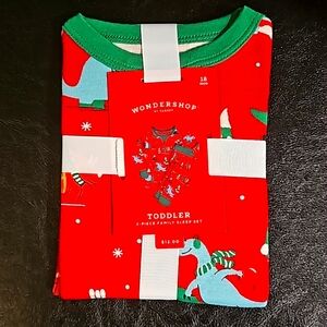 Wondershop 18 Mos, Red Dino, 2-piece sleep set long sleeve